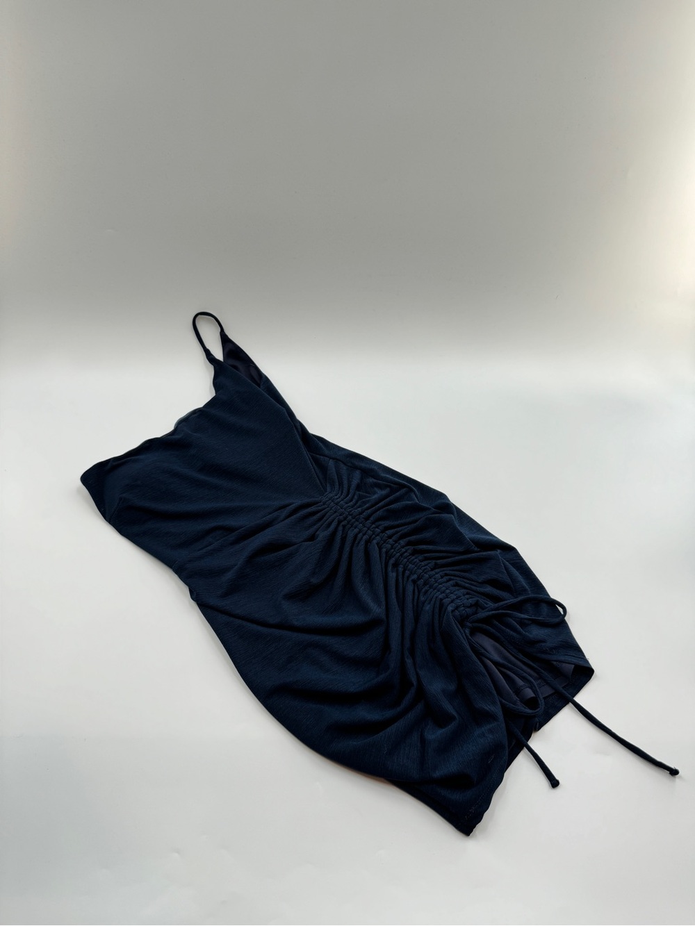 Windsor Navy Blue Ruched Asymmetrical Mini Dress – Women's Small